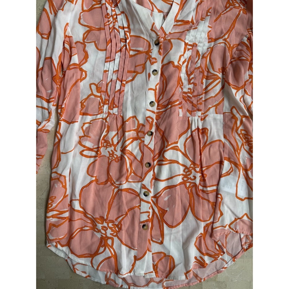 Anthropologie Maeve Pintucked Floral Buttondown Print Peasant Blouse Boho Size S - Picture 7 of 9